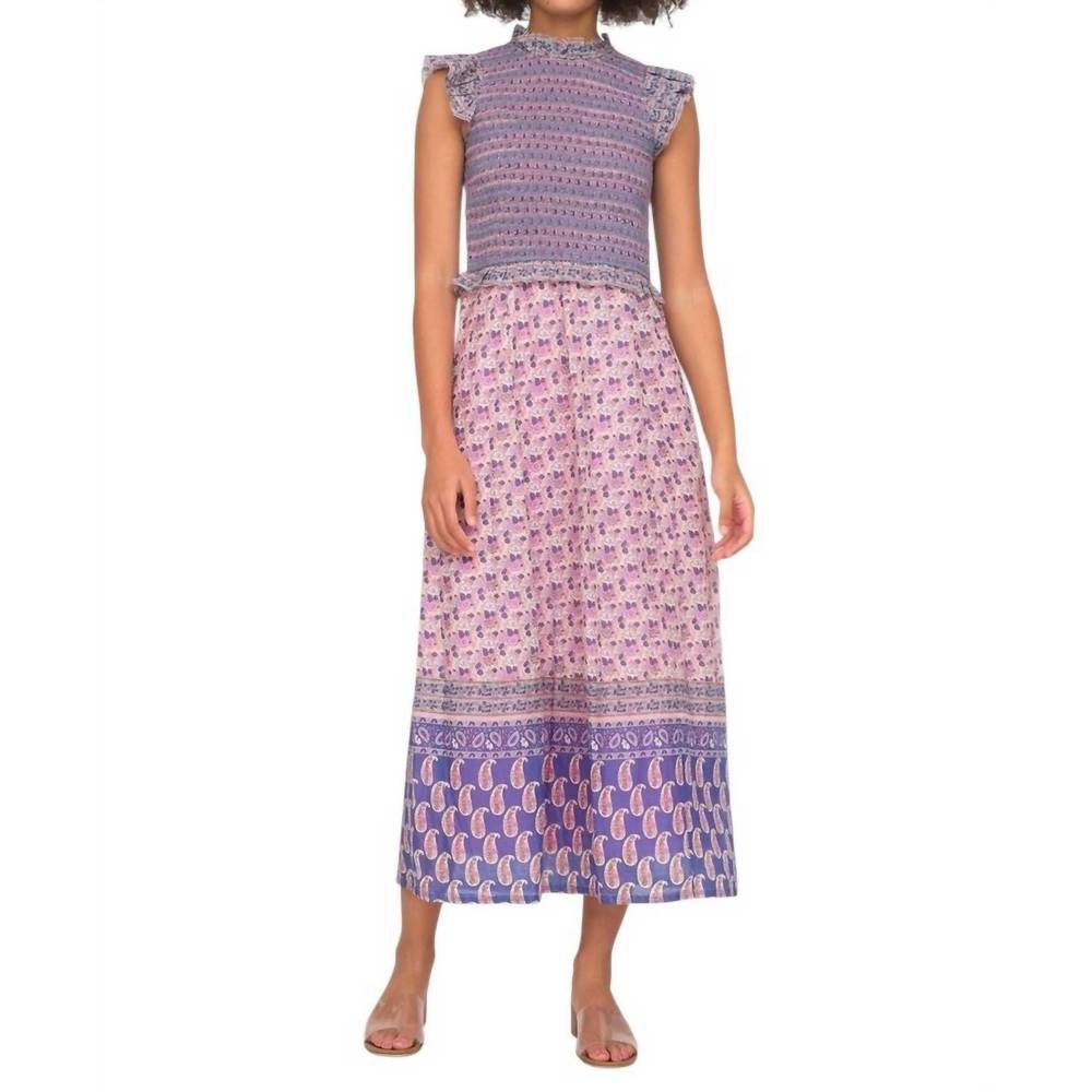 NEW SEA bianca smocked midi dress in violet